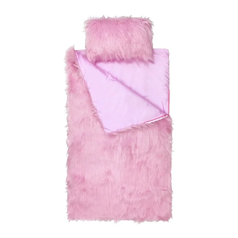 Limited Too Pink Fuzzy Slumber Bag and Mini Pillow Set