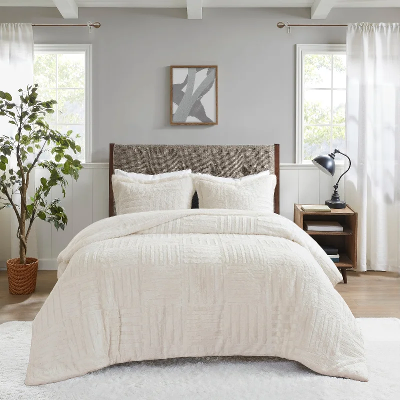 Madison Park Polar Ivory Fur Down Alternative Comforter Set