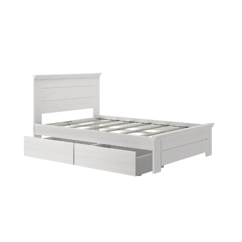 Max and Lily Farmhouse Full Bed w/ Panel Headboard and Storage Drawers