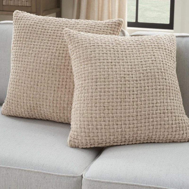 Mina Victory Lifestyle Woven Chenille 18" x 18" Set of 2 Indoor Throw Pillow