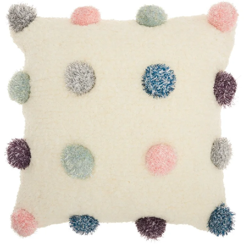 Mina Victory Shag Shimmer Pom Poms 20" x 20" Multicolor Indoor Throw Pillow