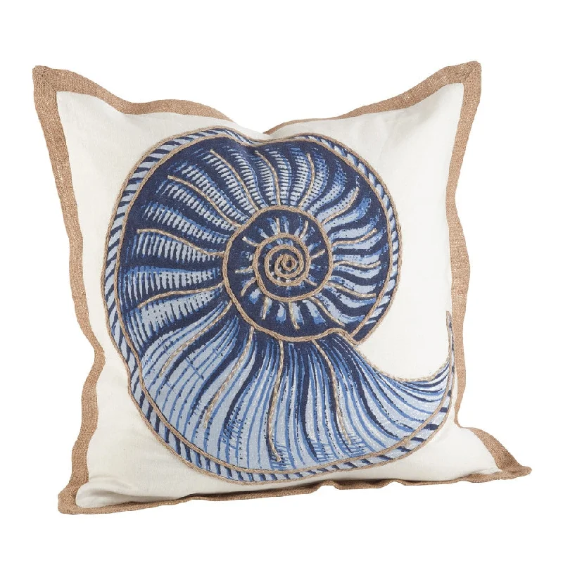 Nautilus Spiral Shell Print Cotton Down Filled Throw Pillow