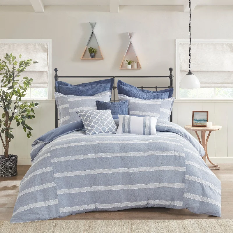 Noble Blue Cotton Oversized Comforter Set by Madison Park Signature