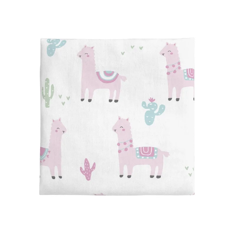 NoJo Pink Llama Mini Crib Fitted Sheet