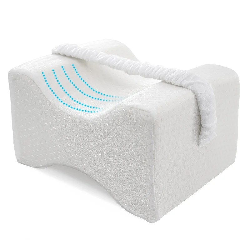 Orthopedic Memory Foam Knee Pillow w/ Leg Strap - Ergonomic Leg Support Wedge, Lumbar & Spine Alignment for Side Sleepers