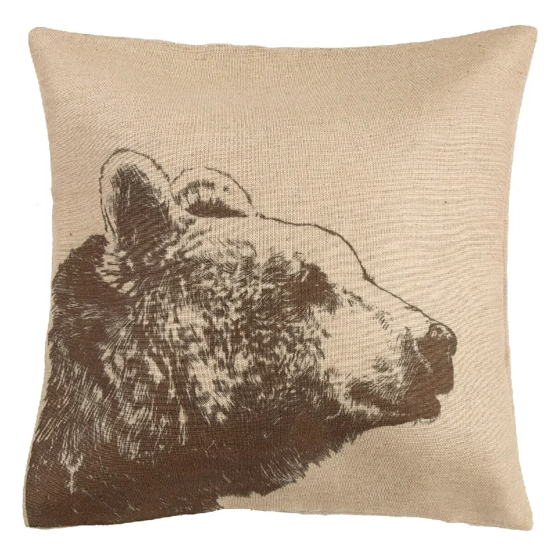 Paseo Road by Hiend Accents Bear Burlap Decorative Throw Pillow, 22" x 22", 1PC