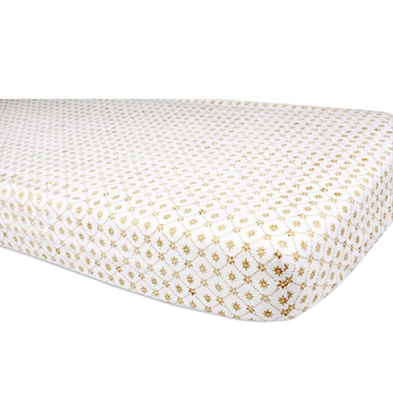 Petite Namaste Gold Starry Night Stars and Dots Crib Fitted Sheet