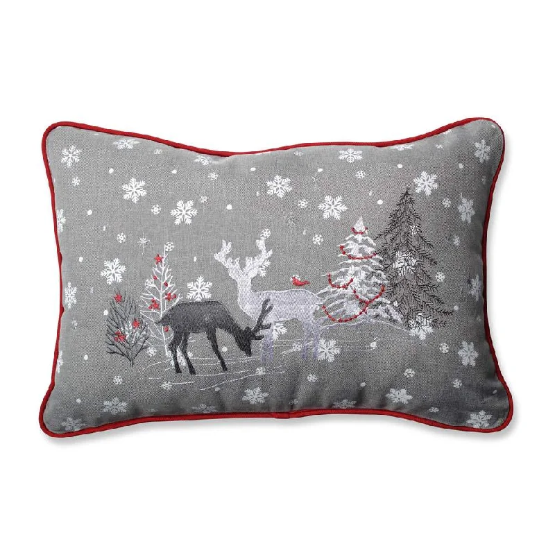 Pillow Perfect White Christmas Grey Rectangular Throw Pillow