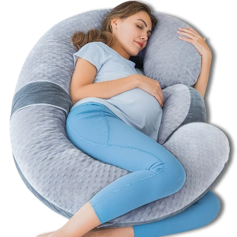 Pregnancy Pillows, E Shaped Full Body Pillow for Sleeping, with Pregnancy Wedge Pillow for Belly,60 Inch Maternity Pillow