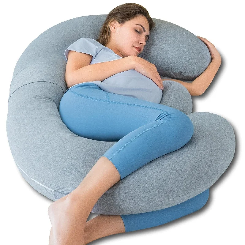 Pregnancy Pillows,E Shaped Full Body Pillow for Sleeping,with Pregnancy Wedge Pillow for Belly Support, 60 Inch Maternity Pillow