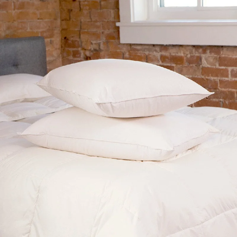 Responsibly Sourced 550 Fill Power Luxury White Down Pillow with Organic Cotton