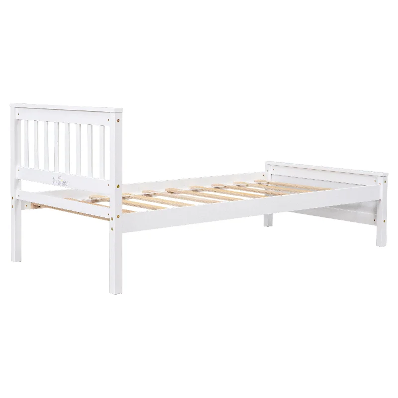 Twin Bed with Headboard and Footboard for Kids, Teens, Adults,with a Nightstand