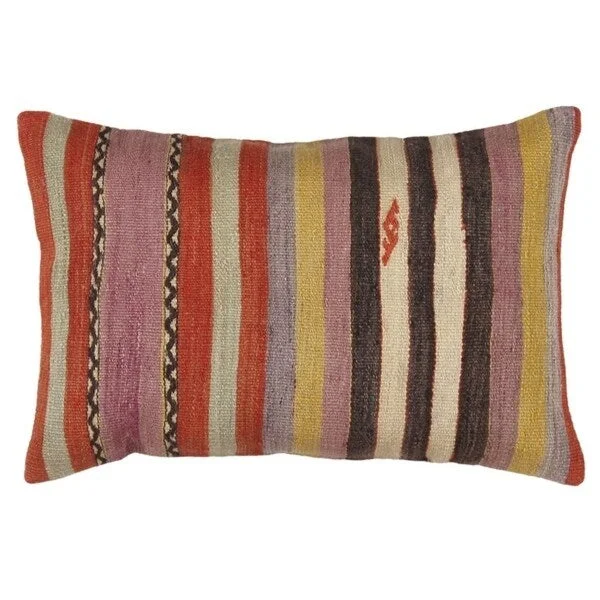 Vintage Turkish Kilim Lumber Pillow (16" X 24") - Multi