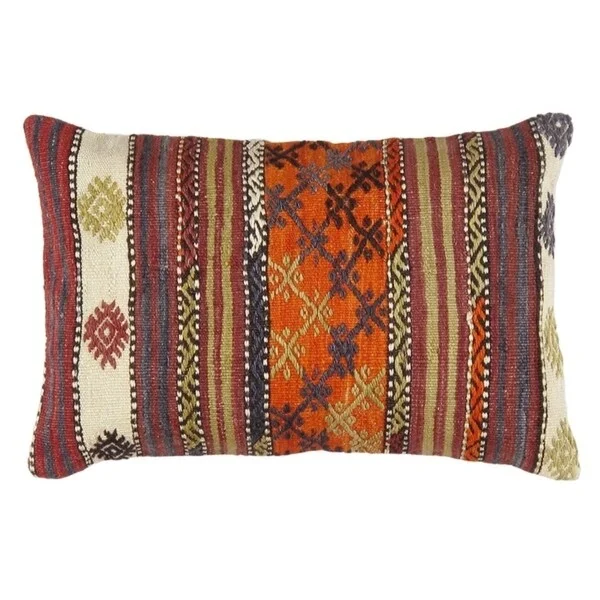 Vintage Turkish Kilim Lumber Pillow (16" X 24") - Multi