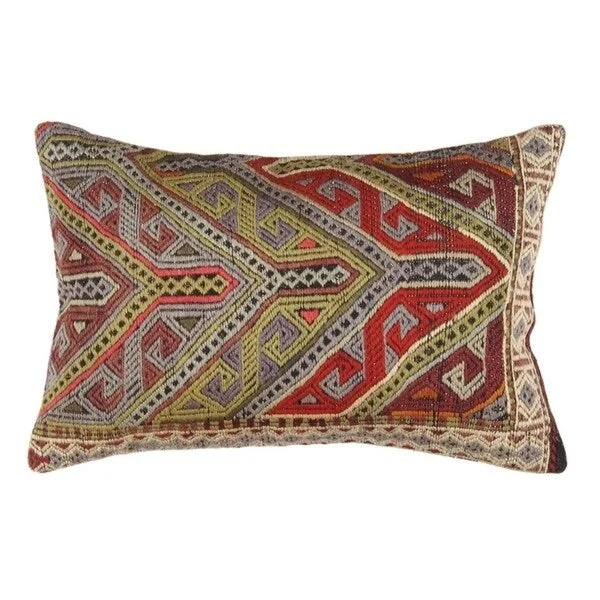 Vintage Turkish Kilim Lumber Pillow (16" X 24") - Multi