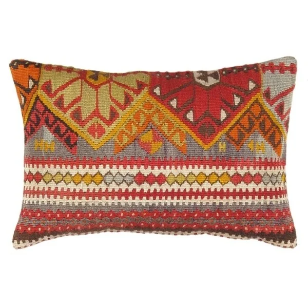 Vintage Turkish Kilim Lumber Pillow (16" X 24") - Multi