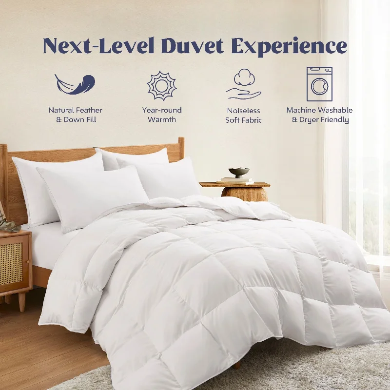 White Goose Feather Down Comforter Duvet Insert Ultra Soft Cover