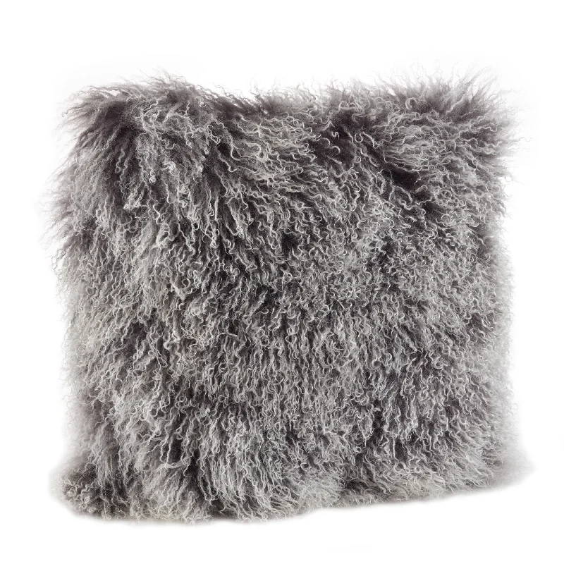 Wool Mongolian Lamb Fur Decorative Throw Pillow