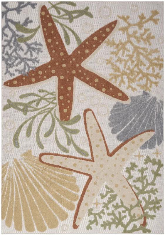 5' X 7' Starfish Power Loom Area Rug - Orange / Blue