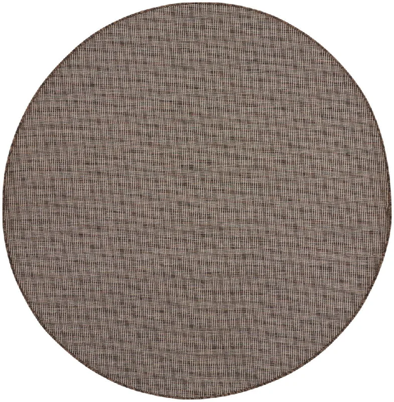 6' Round Power Loom Area Rug - Brown