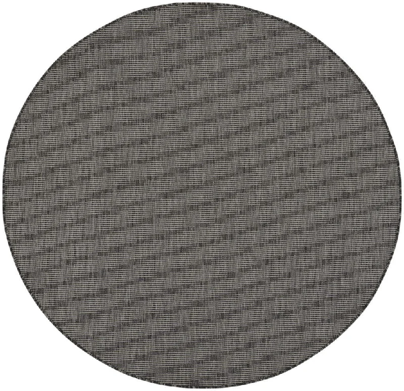 6' Round Power Loom Area Rug - Charcoal