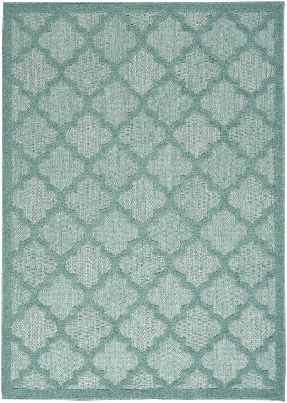 6' X 9' Geometric Flatweave Area Rug - Aqua