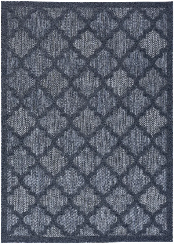 6' X 9' Geometric Flatweave Area Rug - Navy Blue