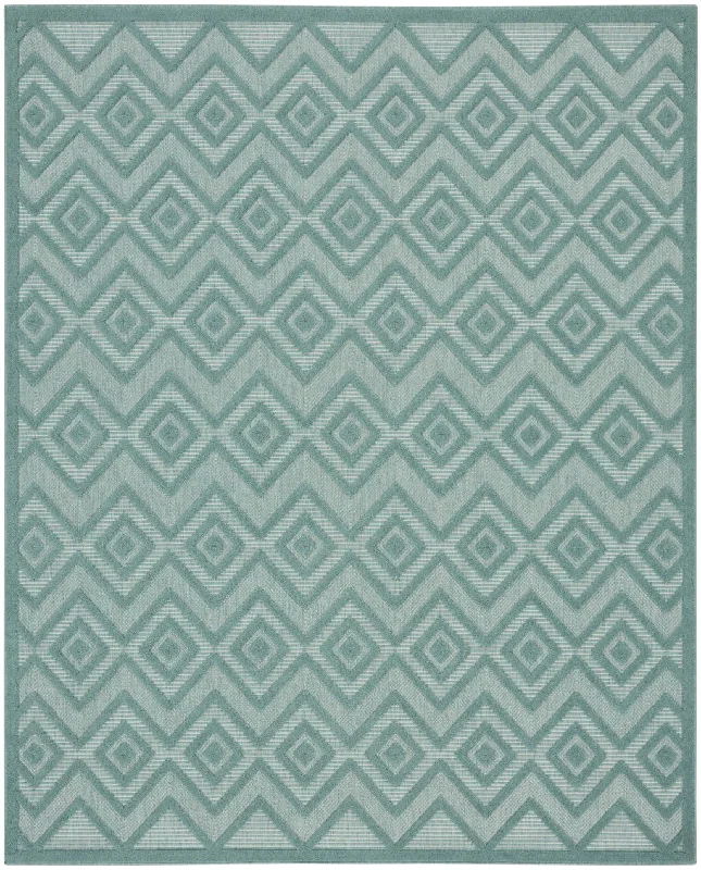 7' X 10' Geometric Flatweave Area Rug - Aqua