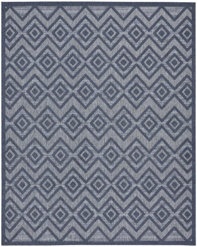 7' X 10' Geometric Flatweave Area Rug - Navy Blue