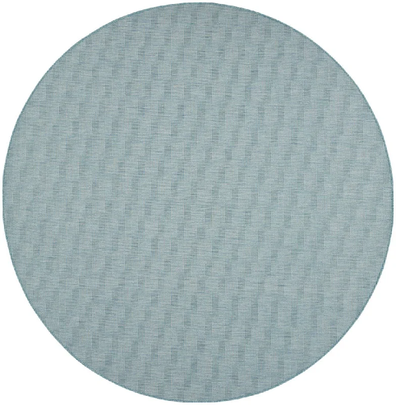 8' Round Power Loom Area Rug - Aqua