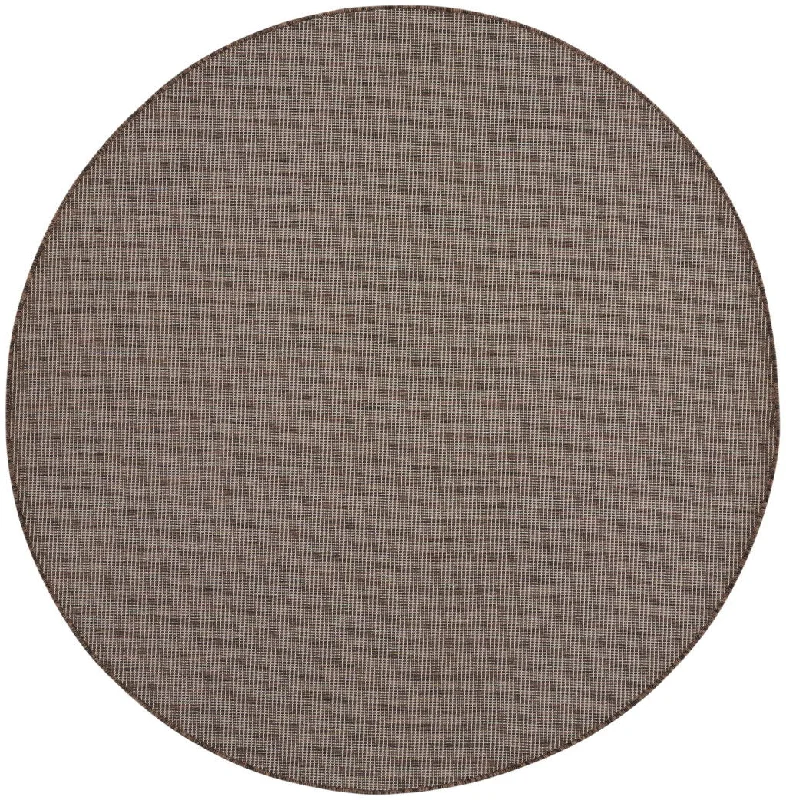 8' Round Power Loom Area Rug - Brown