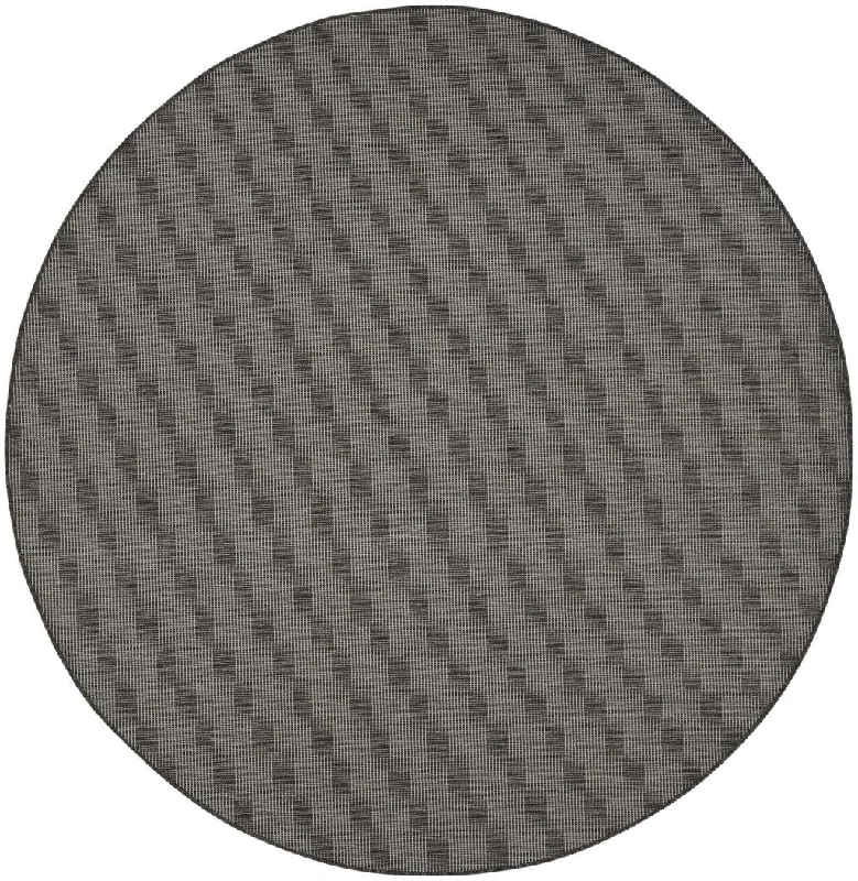 8' Round Power Loom Area Rug - Charcoal