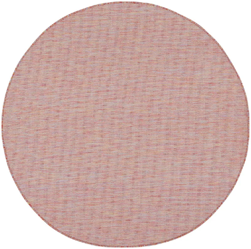 8' Round Power Loom Area Rug - Dark Red