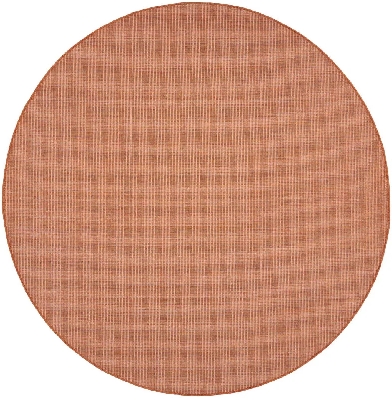 8' Round Power Loom Area Rug - Rust