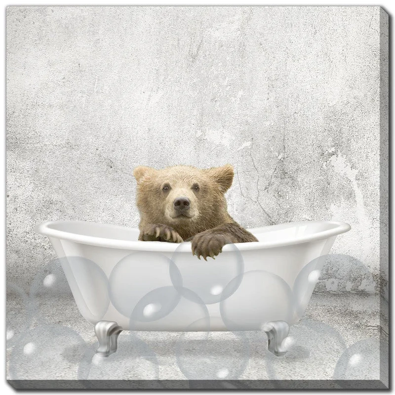 Bathtime Friends I Wall Art - Light Brown/White - 18 X 18