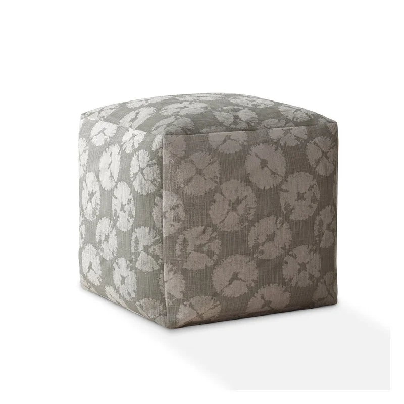 Canvas Abstract Pouf Cover - Gray