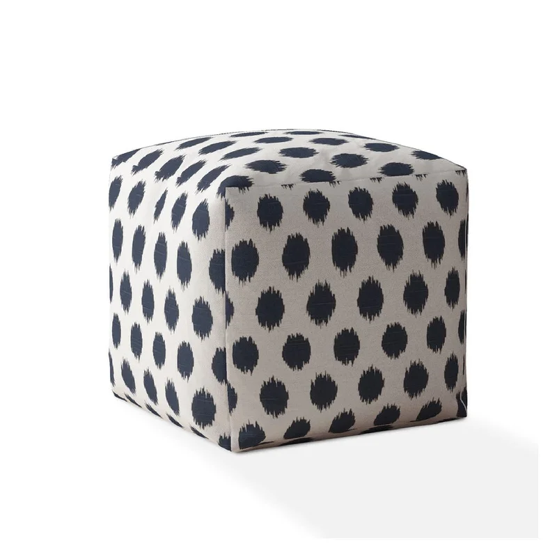 Canvas, Polka Dots Pouf Cover - Blue / White