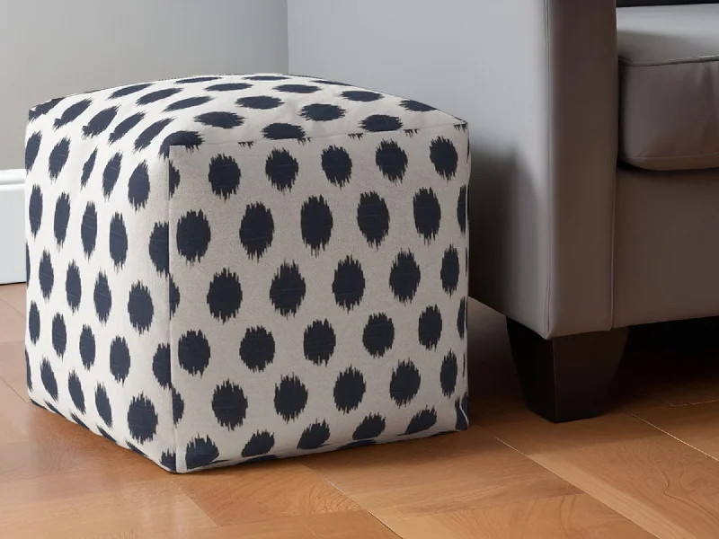 Canvas, Polka Dots Pouf Ottoman - Blue / White