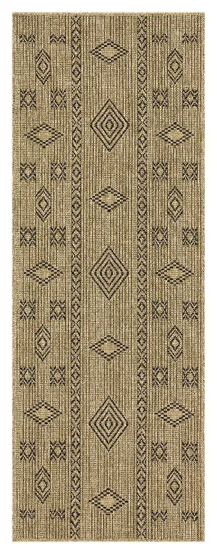 Earth - 2'7" X 7'3" Indoor, Outdoor Area Rug - Jute, Black