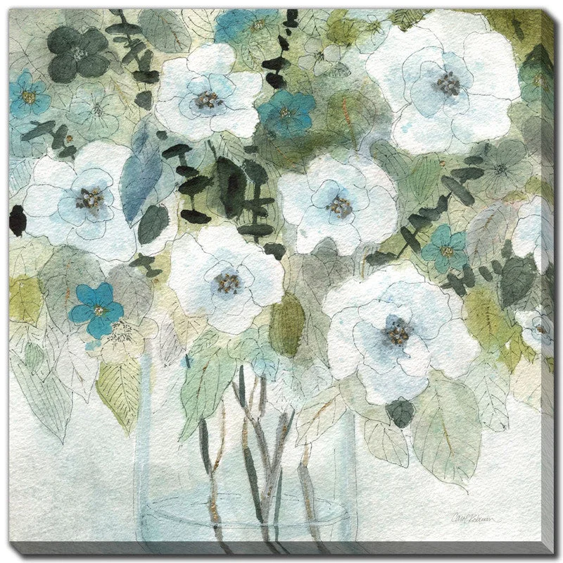 Flower Suggestion I Wall Art - Green/White - 18 X 18