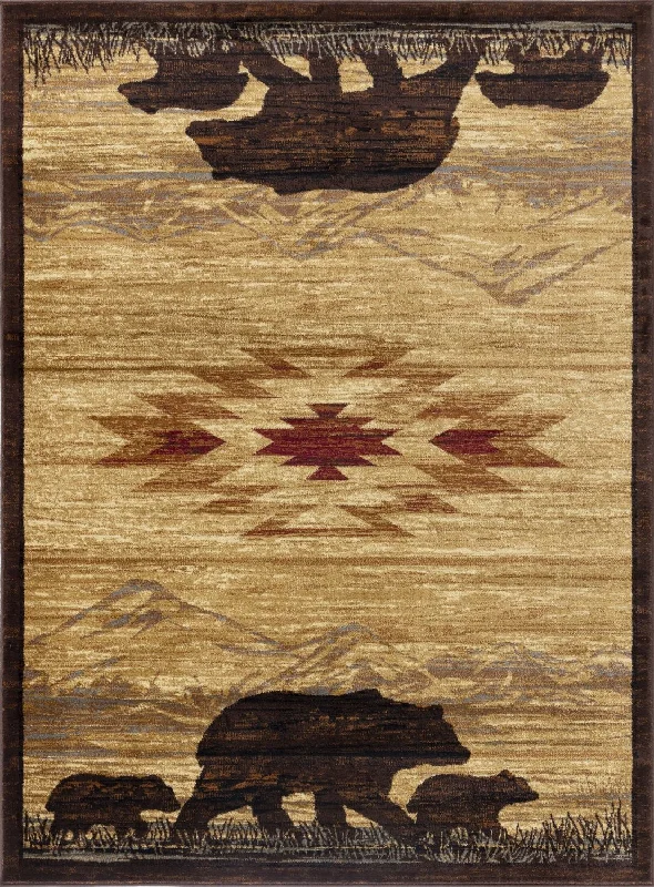 Nature's Nest - 5'3" X 7'3" Lodge Area Rug - Multi, Beige