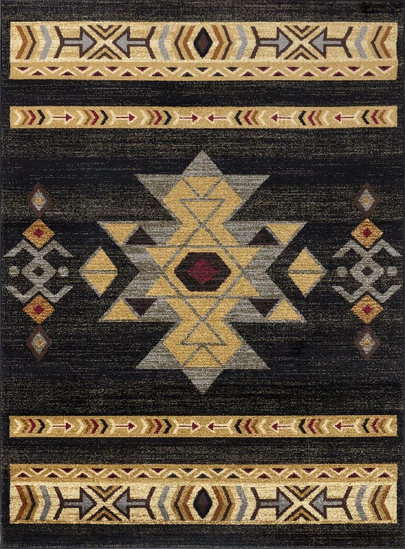 Tribes - 5'3" X 7'3" Southwest Area Rug - Black