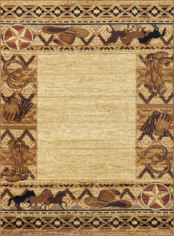 Tribes - 5'3" X 7'3" Southwest Area Rug Polypropylene - Beige