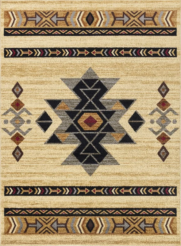 Tribes - 5'3" X 7'3" Southwest Area Rug Polypropylene - Cream